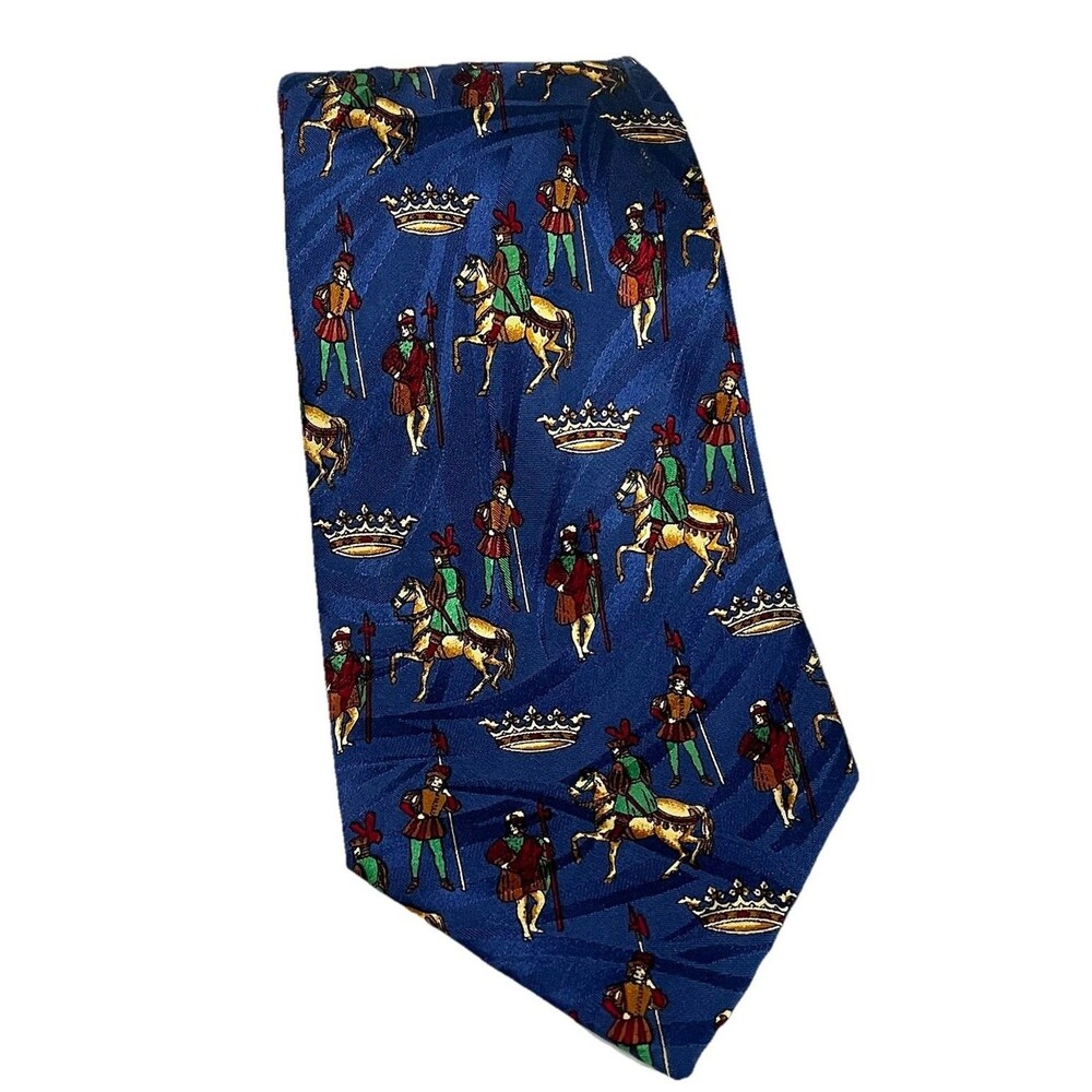 Nina Ricci MEN’s Silk Tie Multicolor Handmade France Medieval Design Rare 3.5”W
